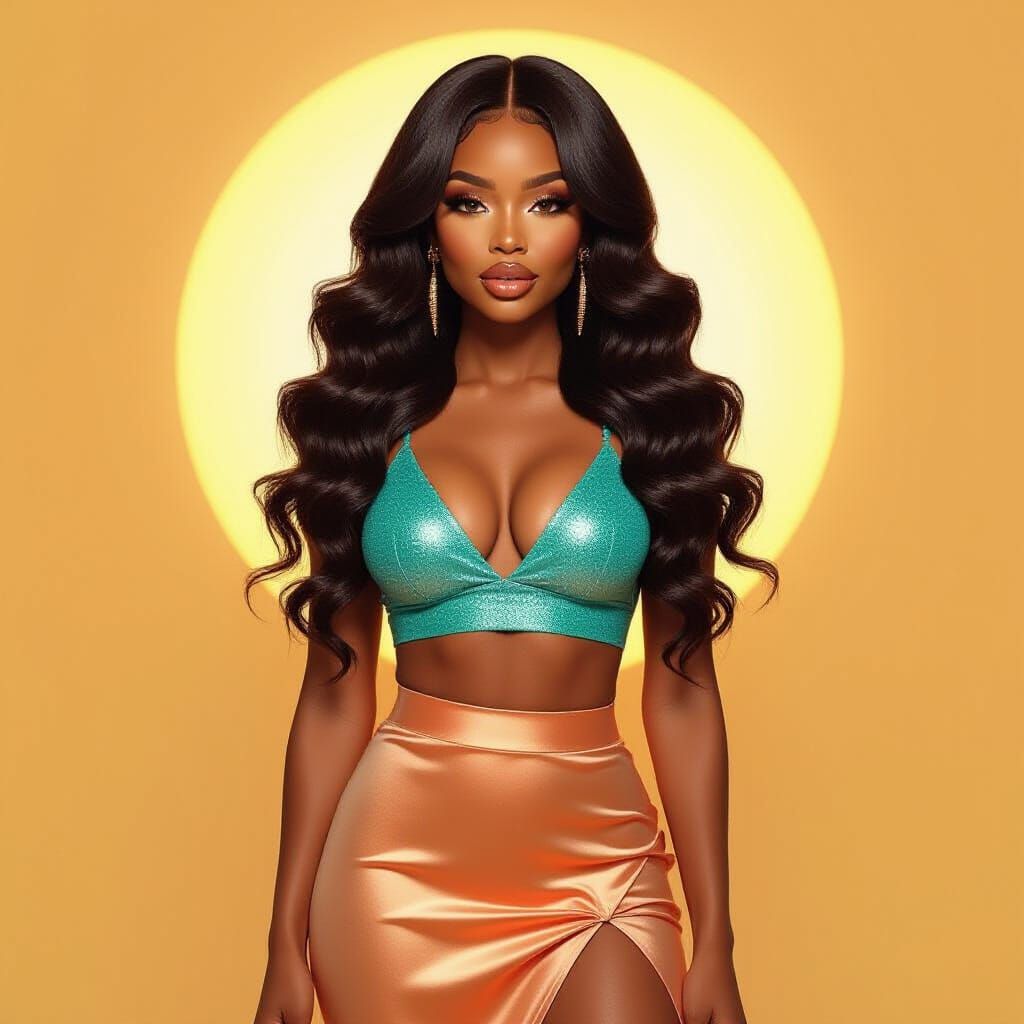 Photorealistic Portrait of Elegant Black Woman in Glamorous ...