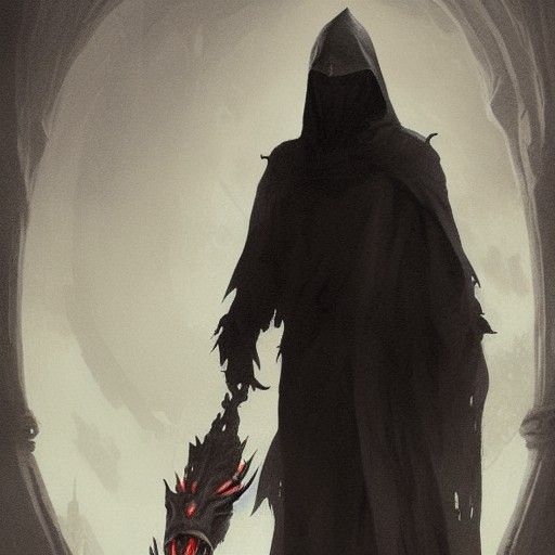 Dark Cultist in Black Dragon Mask