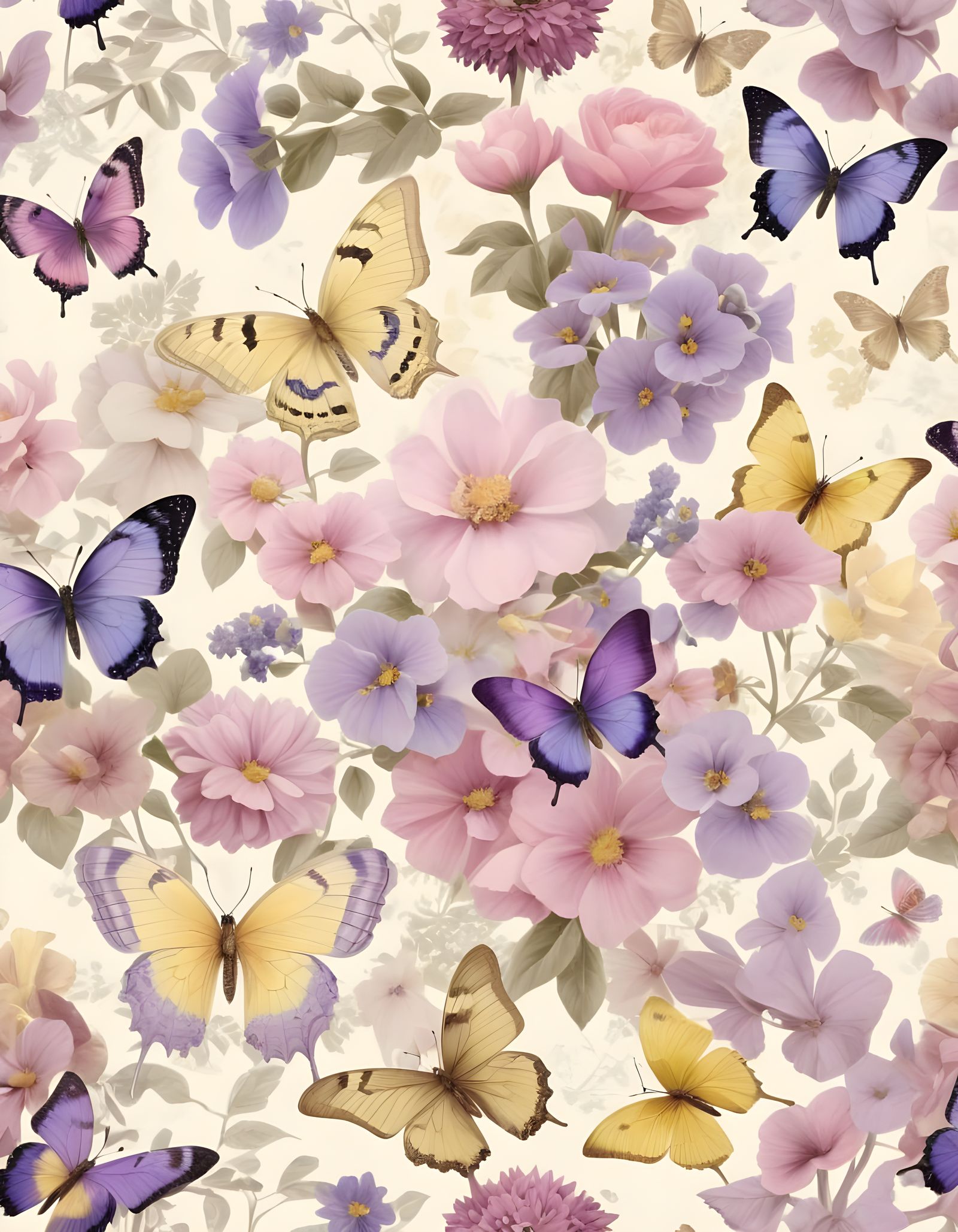 Surreal Garden Blooms in Soft Pastels