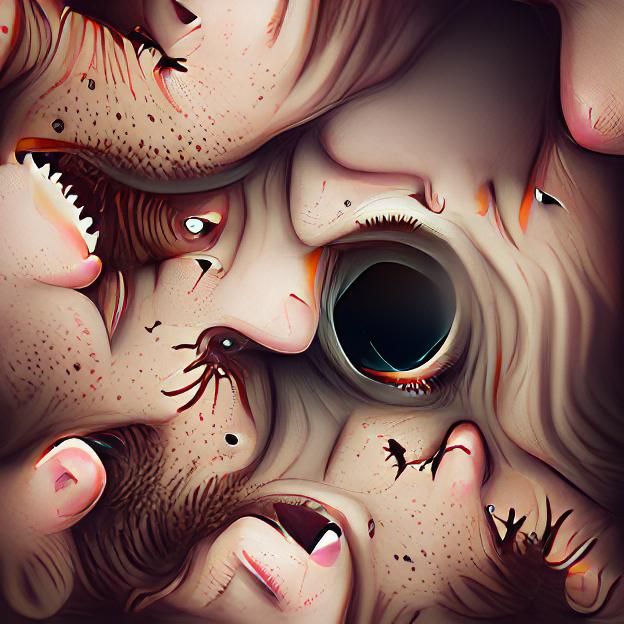 Dark Fantasy Illustration of Monsters in the Abyss