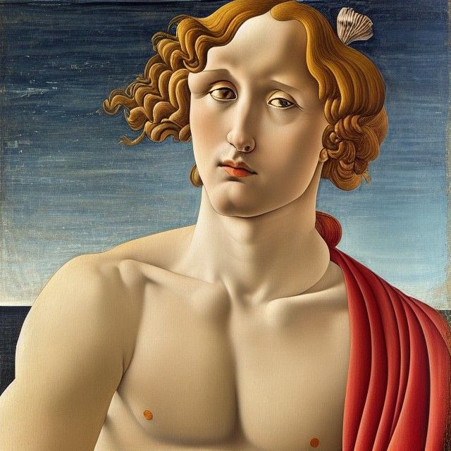 Man Posing in Seashell as Venus