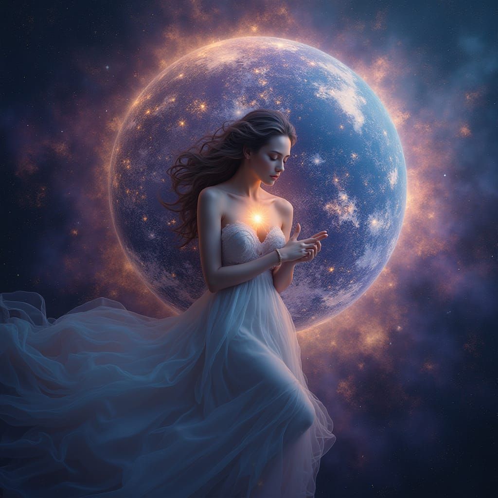 Cosmic Woman Sleeping in Stellar Earth Field