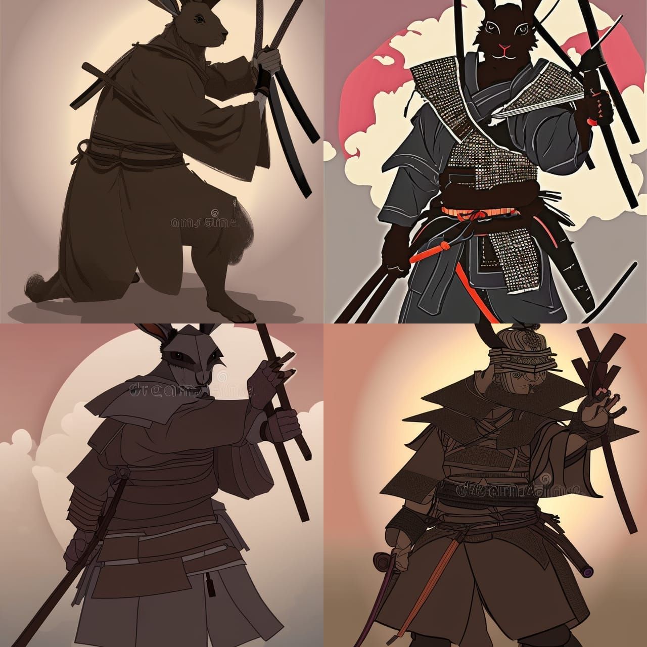 samurai rabbit Model Sheet Turnaround, Full Color, Two-Third...