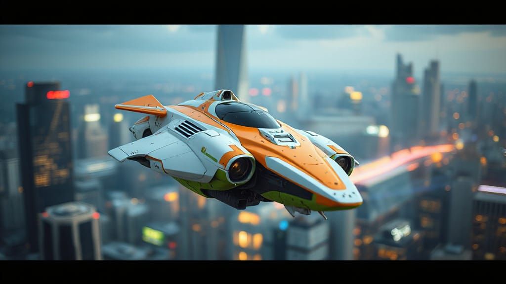 cyberpunk sky speeder