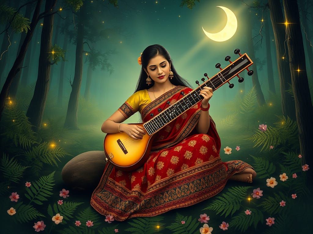 Melody whispers under the crescent moon