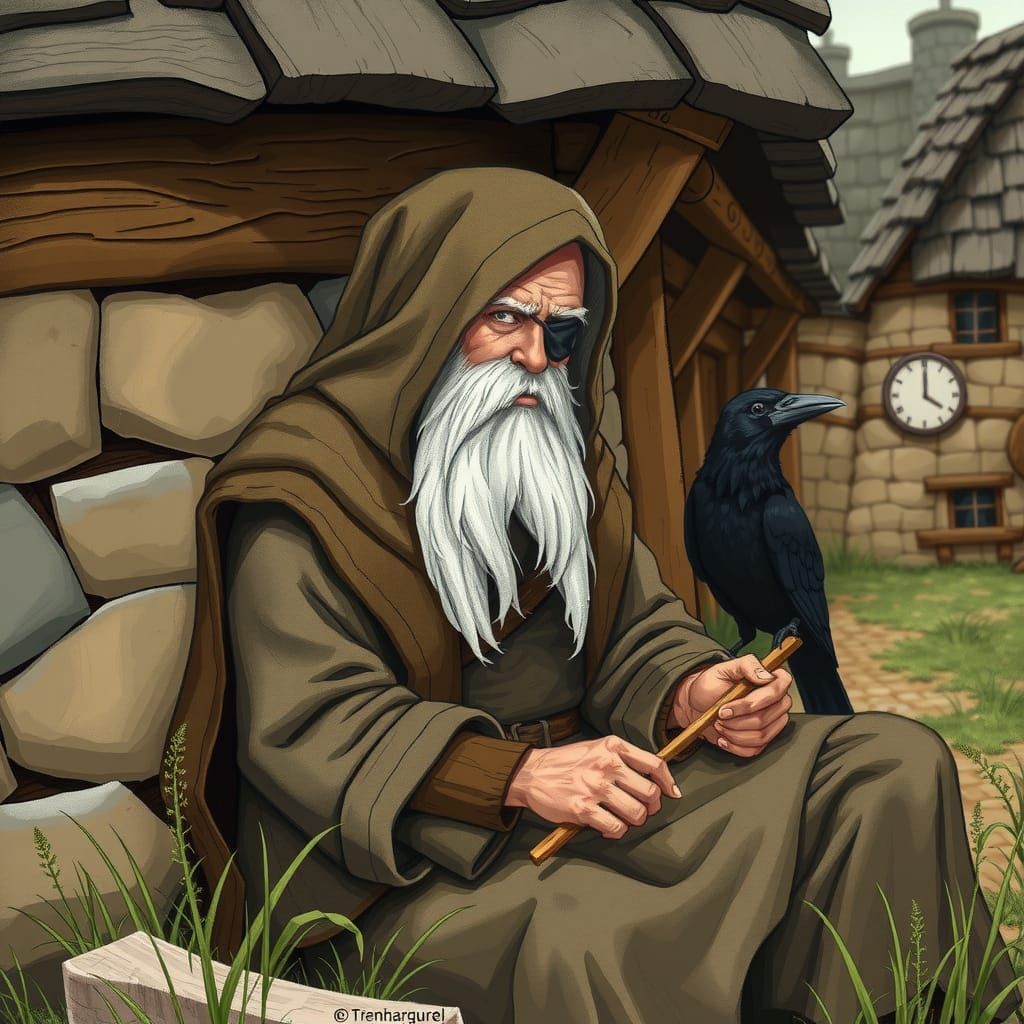 God of Wisdom Watches Village Life from Afar