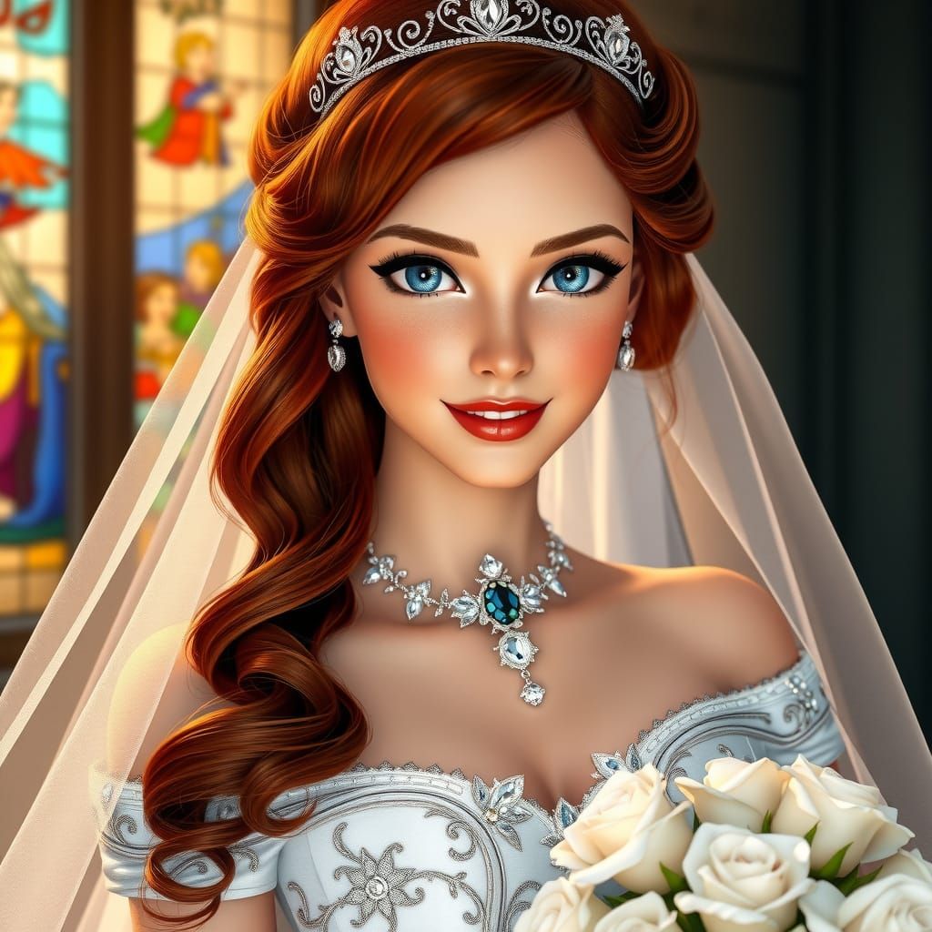 Ariel in Wedding Dress, Hyperdetailed Portrait