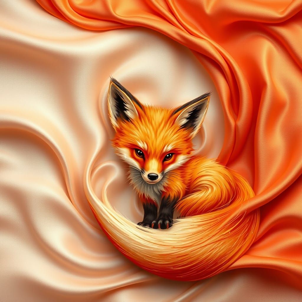 Silk Fox: Abstract Textures in Holographic Illustration