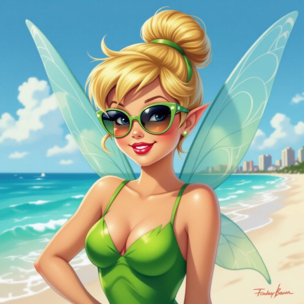 Tinker Bell in Miami Beach: Airbrush Art