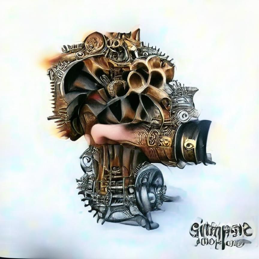 Surreal Steampunk Figure Commanding Obedience in Charcoal Dr...