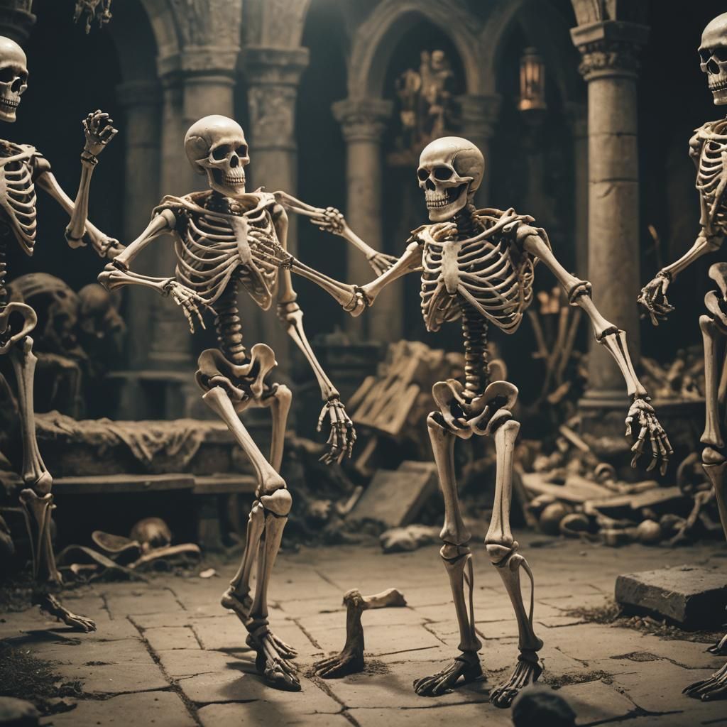 Epic Skeleton Dance in Cinematic Labyrinth Style