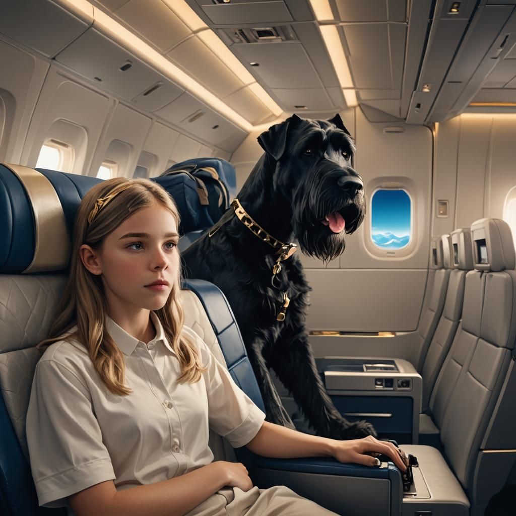 Young Girl and Majestic Schnauzer Soar in Luxury