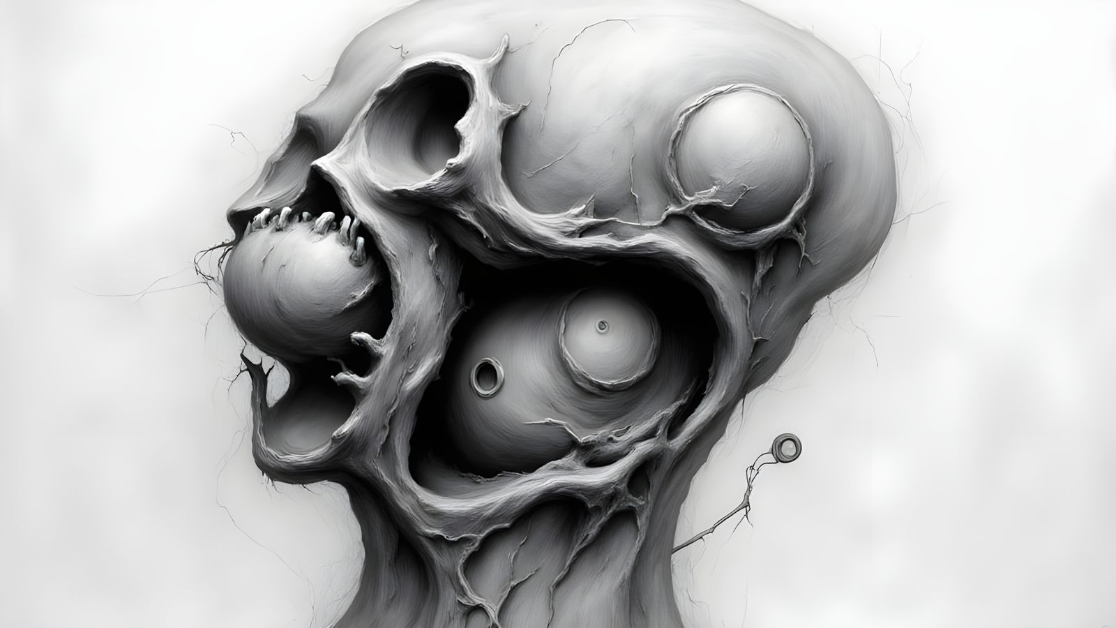 Anatomic Mouth and Eyeballs Dissection on Canvas