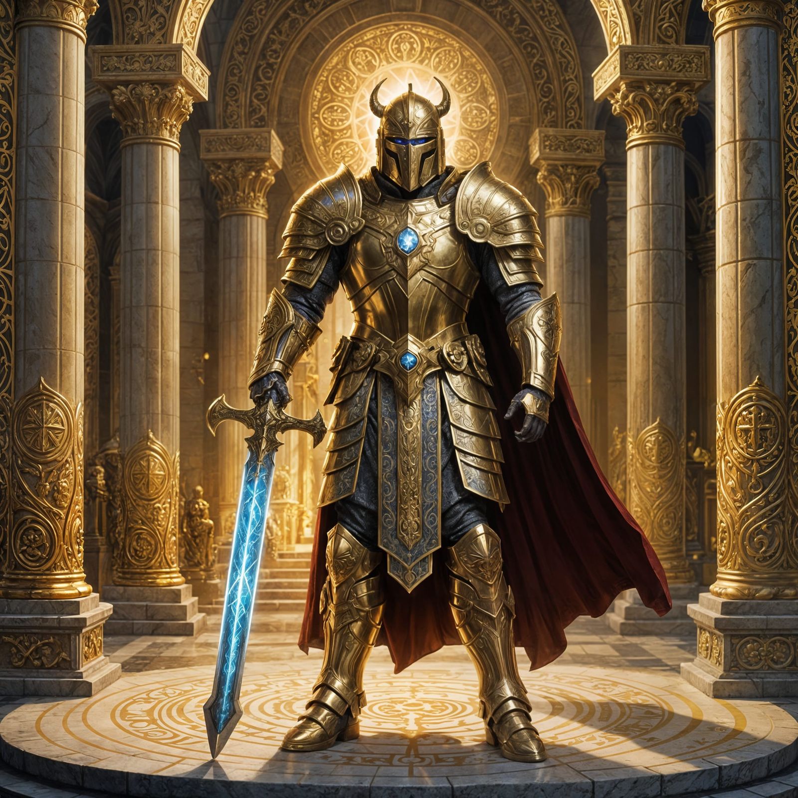 Regal Paladin in Golden Armor