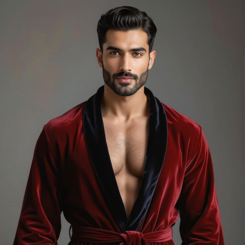 Handsome Man in Velvet Robe: Hyperrealistic Fantasy Art