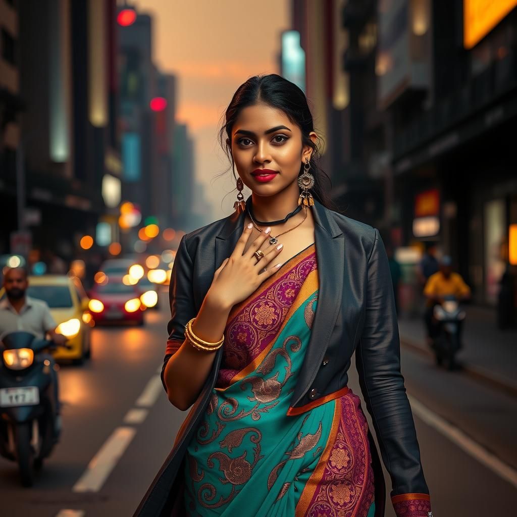 Indian Street Fashionista Embodies Modernity and Tradition