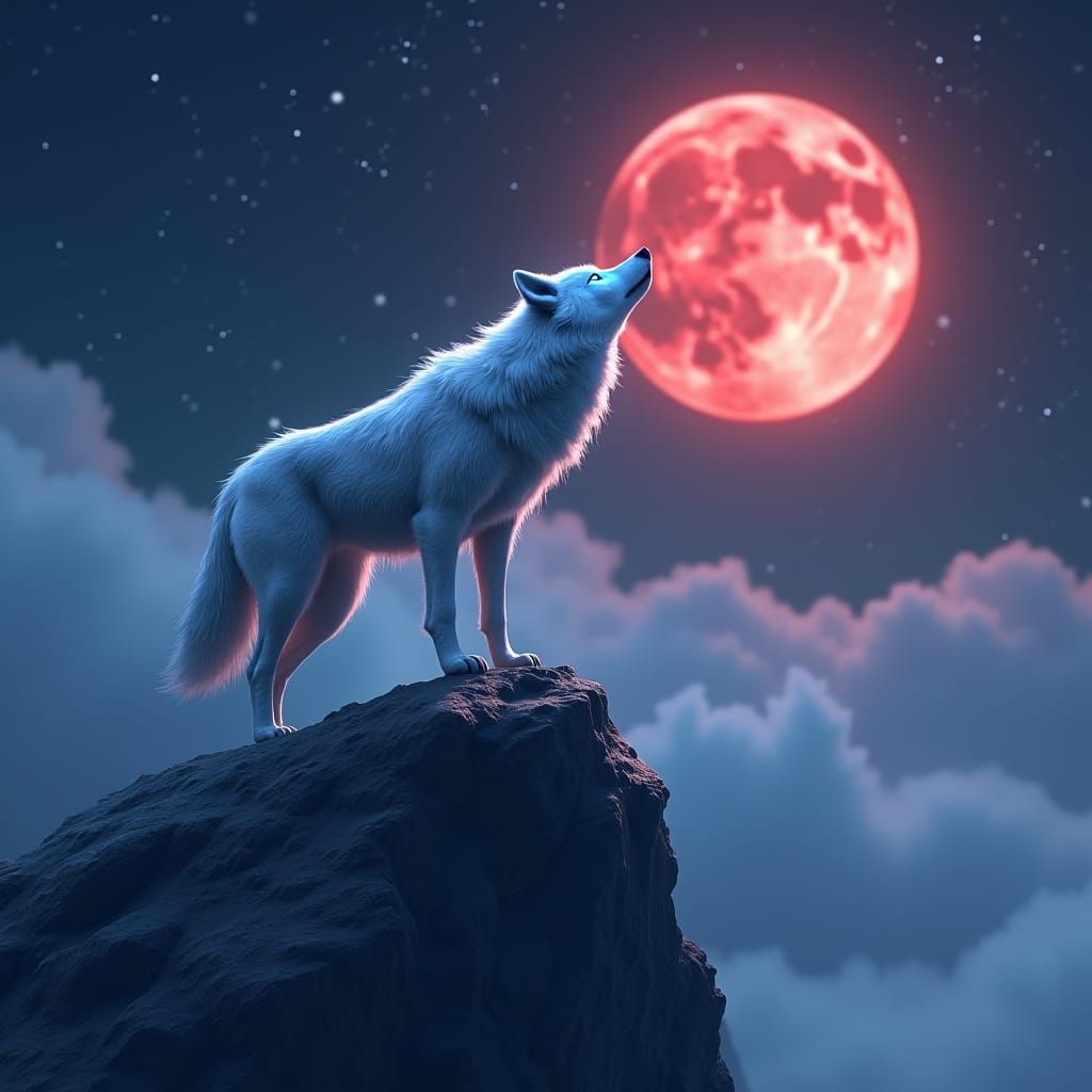 Wolf Under the Crimson Moon