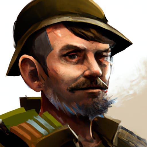 Warrior in Triadic Colors Concept Art Portrait