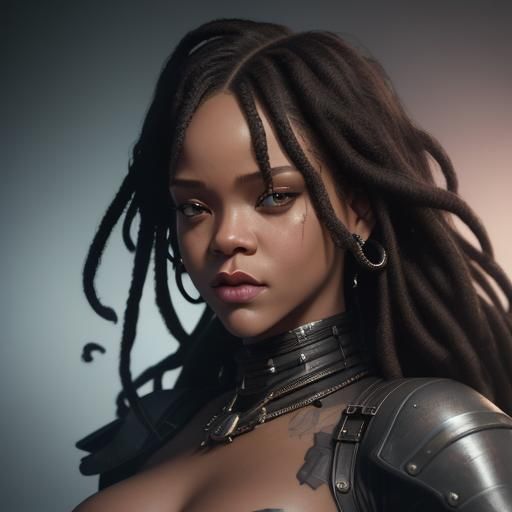 Femdom Rihanna in Moody, Hyperdetailed Portrait Art