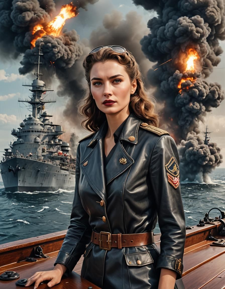 Sultry World War II Cruiser Commander in Action