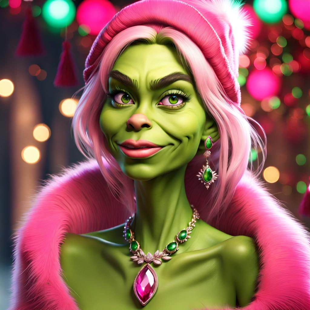 The Posh Grinch Girl in Glittering Holiday Finery
