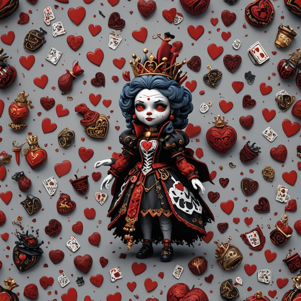 Amigurumi Queen of Hearts Reigns in a Fantastical Wonderland