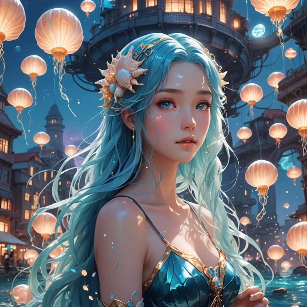 Goddess of the Sea in Mystical Underwater City