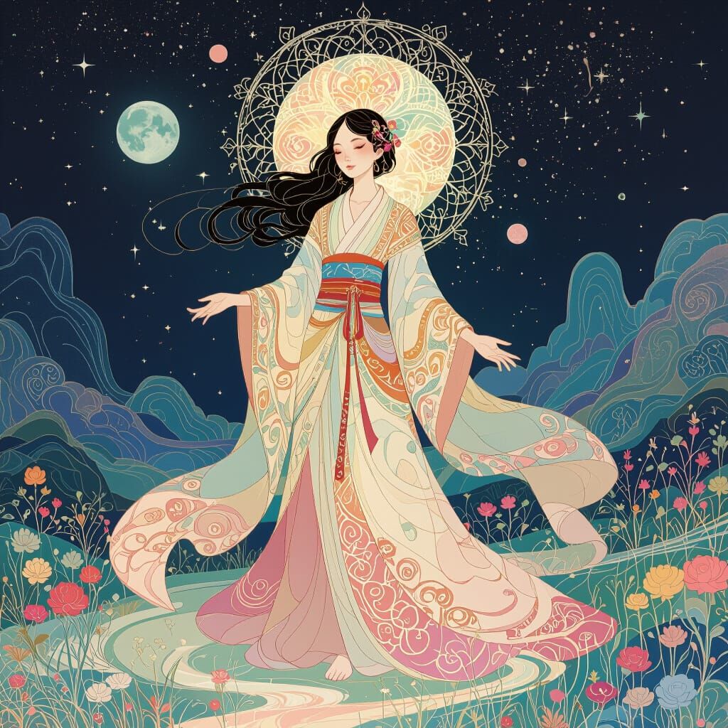 Dreamy Anima in a Surreal Landscape