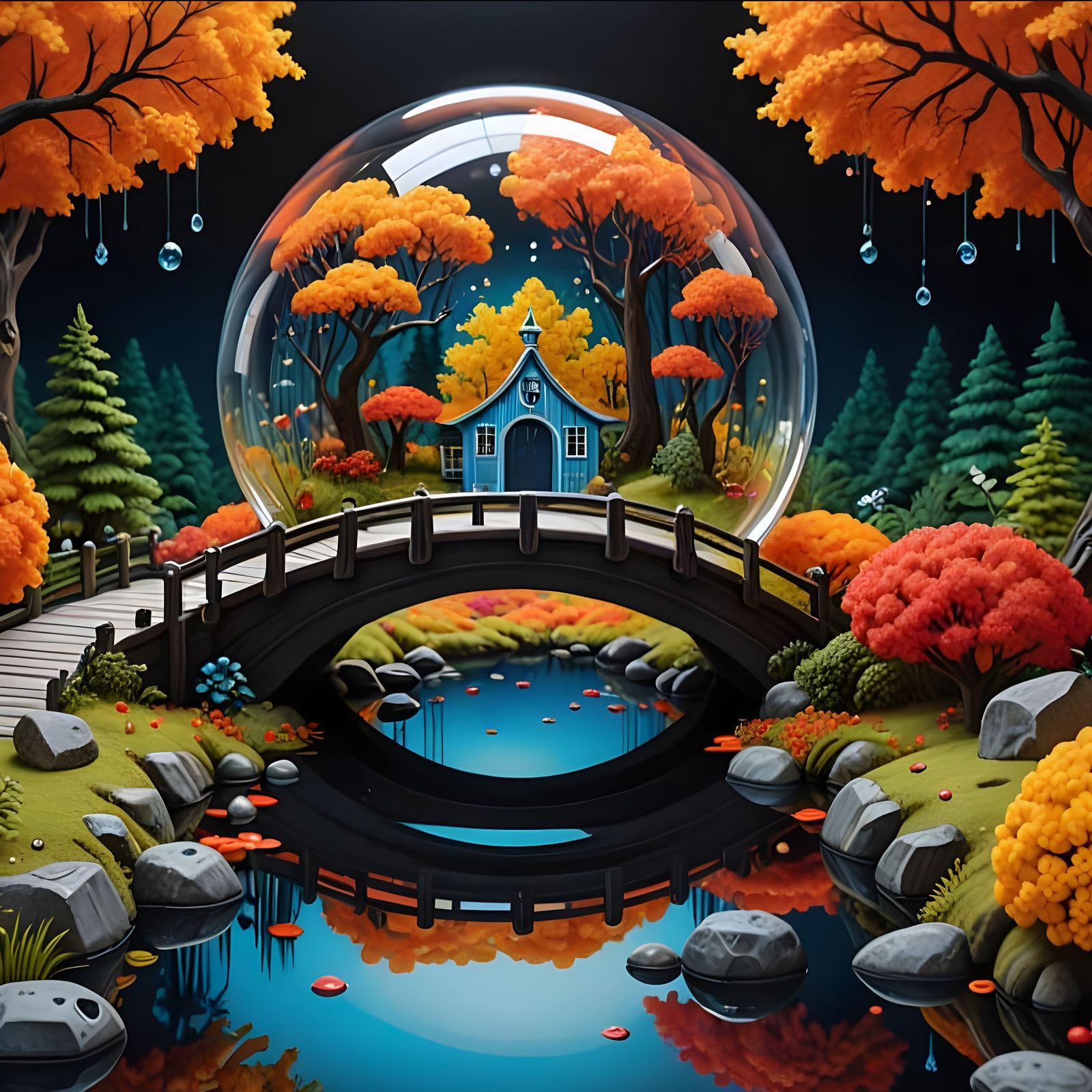 Autumn Forest Miniature World in Glass Sphere