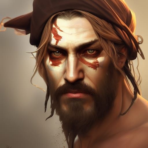 Dark Pirate in Triadic Colors, Intricately Detailed Concept...