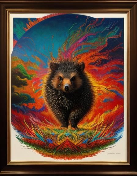 Surreal Porcupine in Vibrant Triadic Colors