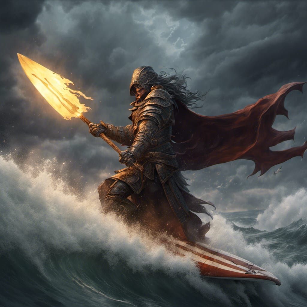 Dark Fantasy Mage Knight Rides Stormy Vortex