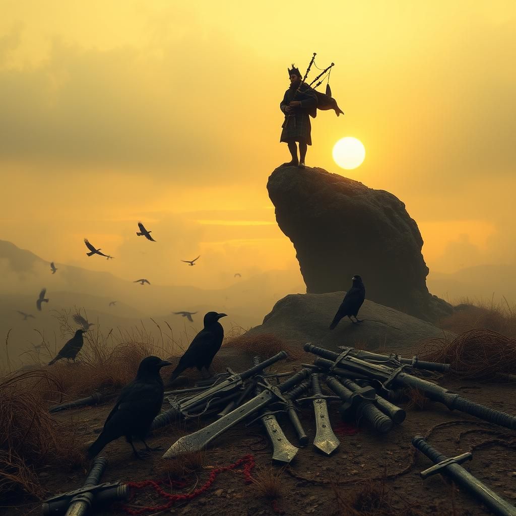 Warrior's Last Hush in a Bloody Sunset