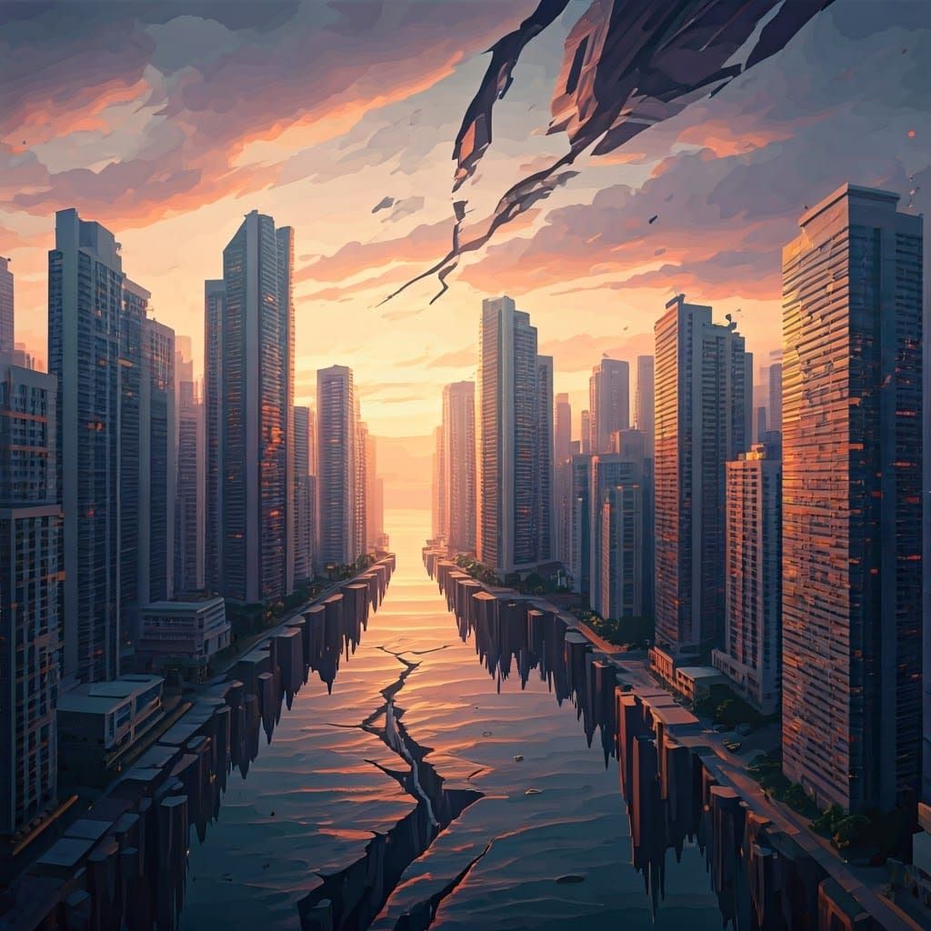Cosmic Rift Unfolds in Tropical Cityscape