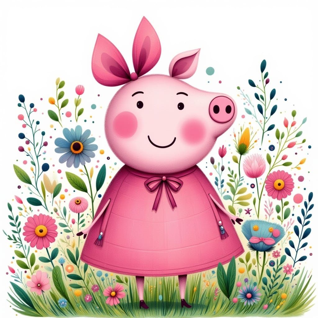 Whimsical Pepa Pig in a Lush Meadow