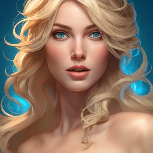 Alluring Art Nouveau Woman with Piercing Blue Eyes