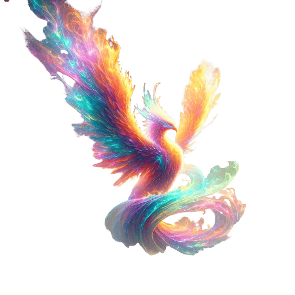 Phoenix Rises from Ancient Ruins in Vibrant Colors