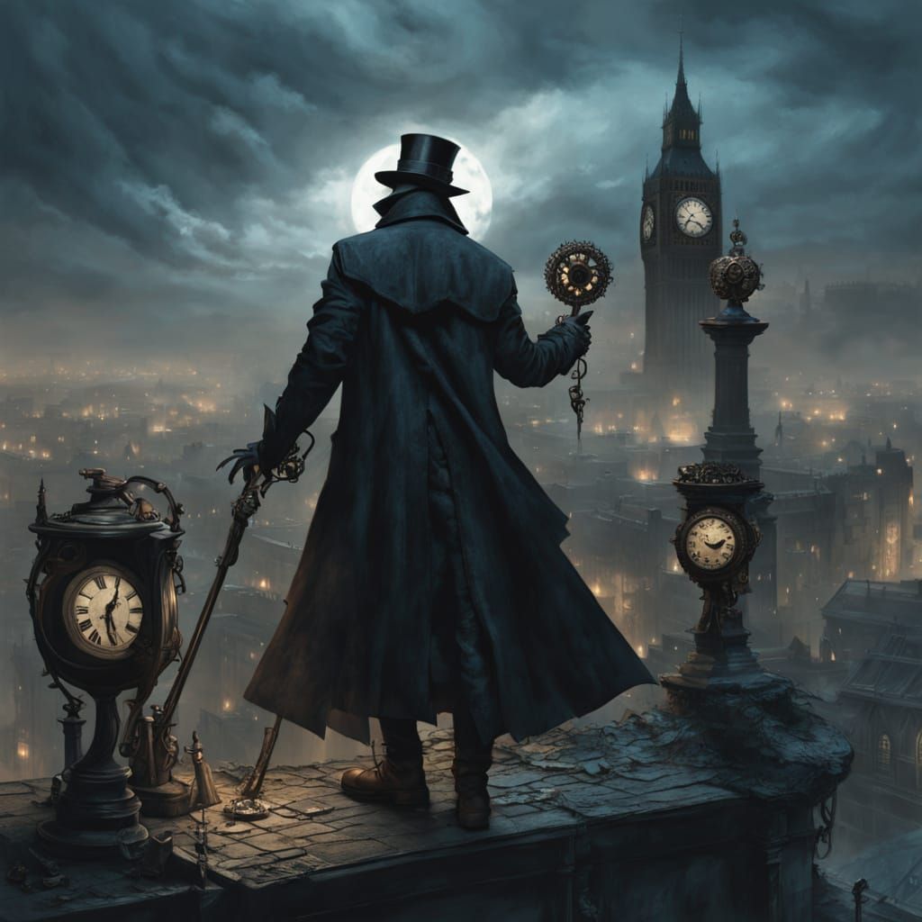 Steampunk Villain in Gaslit London, Dark Fantasy Art