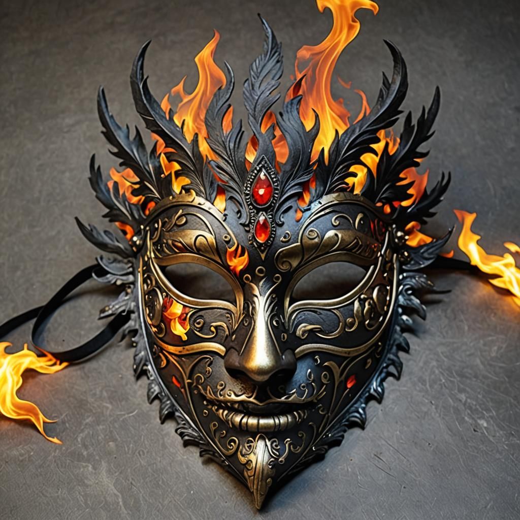 Fiery Masquerade Mask Reveals Inner Flame