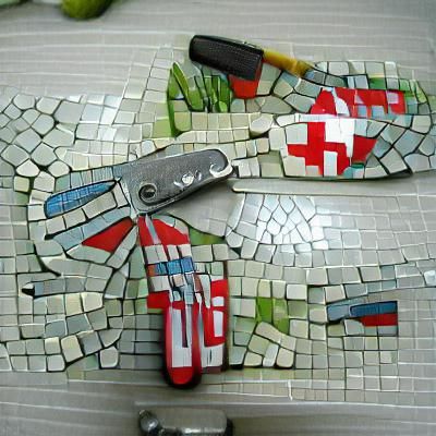 Tile Mosaic Swiss Army Knife in Vibrant Colors