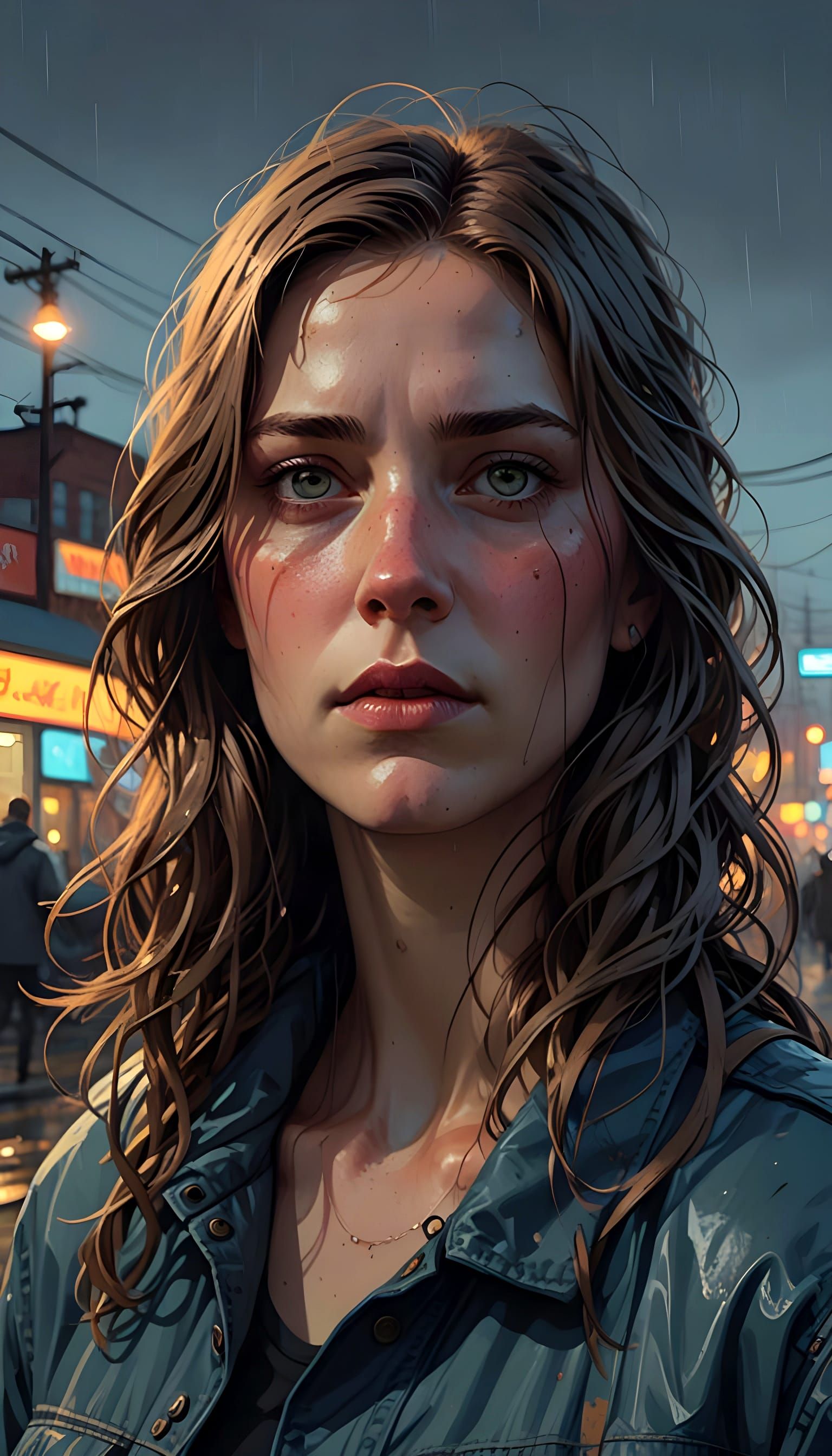 Cyberpunk Goddess in Vibrant Abandoned Sector