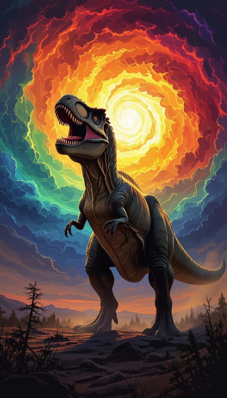 Tyrannosaurus Rex Roaring in Cosmic Void