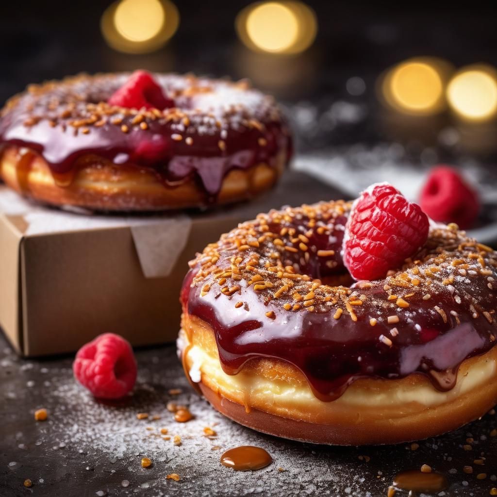 Moody Donut Portrait with Red and Brown Glazing and Caramel