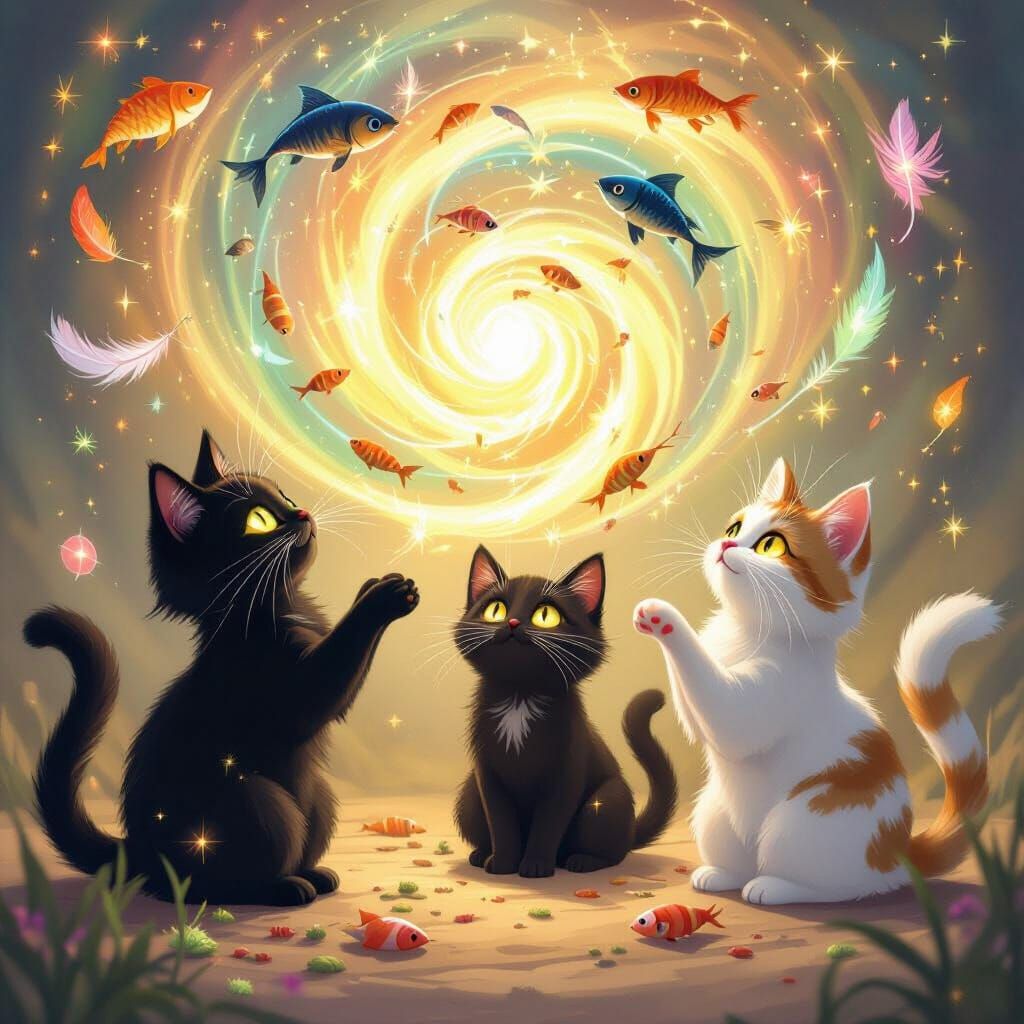 Magical Cats Conjuring Fantasy Feast