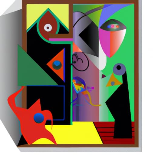 Cubist Art Deco Painting in Van Gogh Style