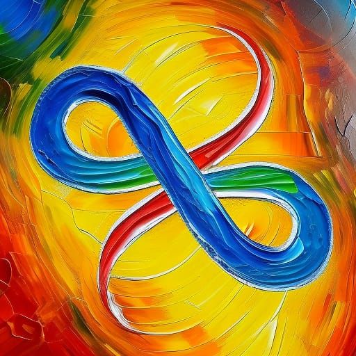 Infinity Symbol Oil Painting in Expressionist Style