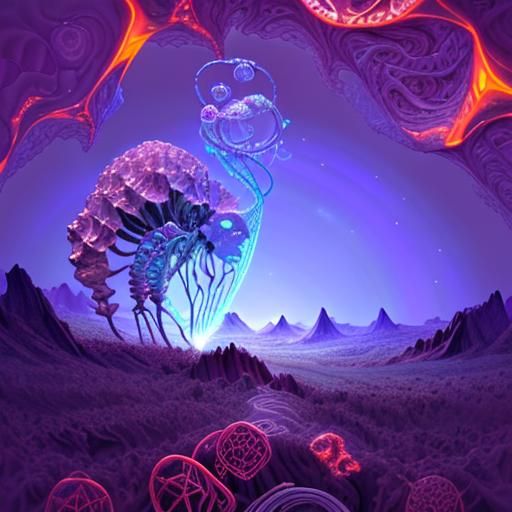 Surreal Druidic Vision Unfolds in 5d Space