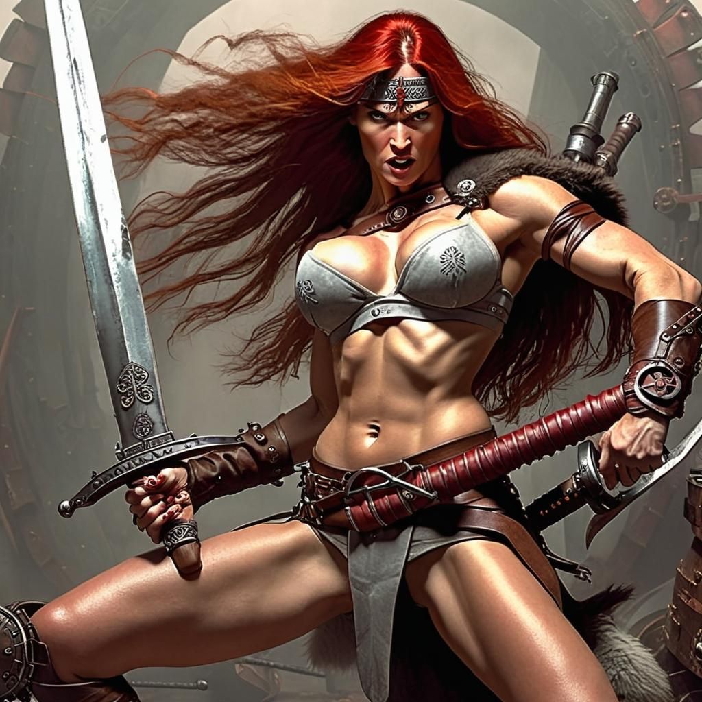 Steampunk Sonja Battles Conan