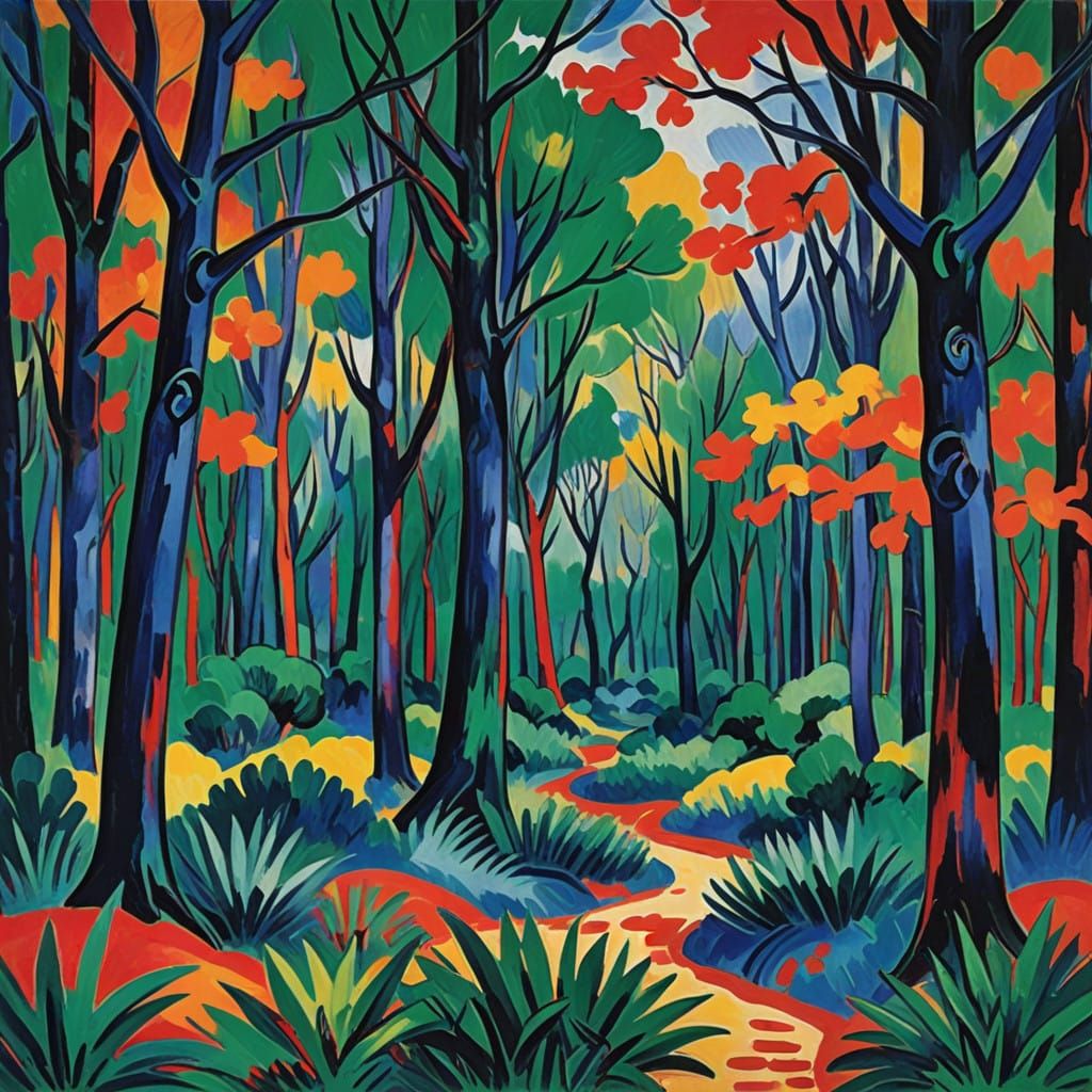 Vibrant Forest in Expressive Colors