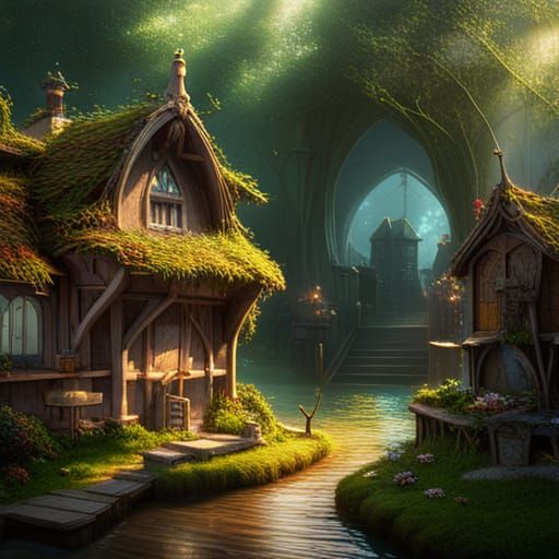 Ethereal Fantasy Metropolis in Vibrant Hues